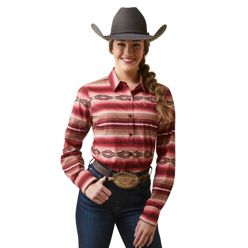 women's color block short sleeve tee -Ariat Women's Team Kirby Stretch Shirt, Blushing Serape