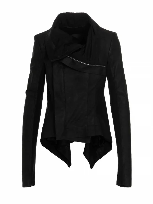 structured blazer jacket for women -Women's Leather Jacket In Black