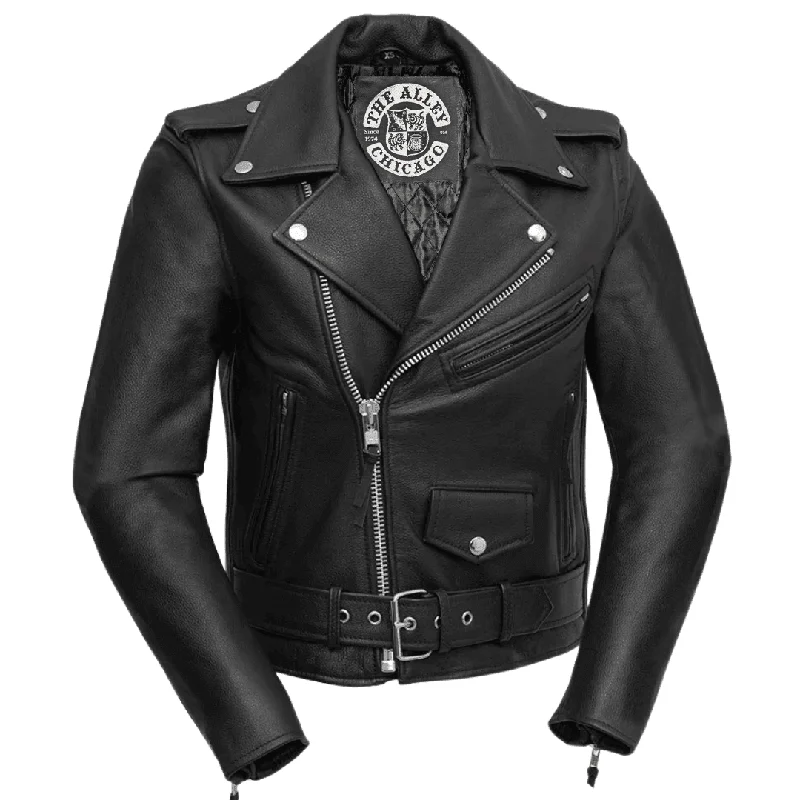 ladies' longline puffer coat -Womens Classic Leather Motorcycle Jacket | The Alley