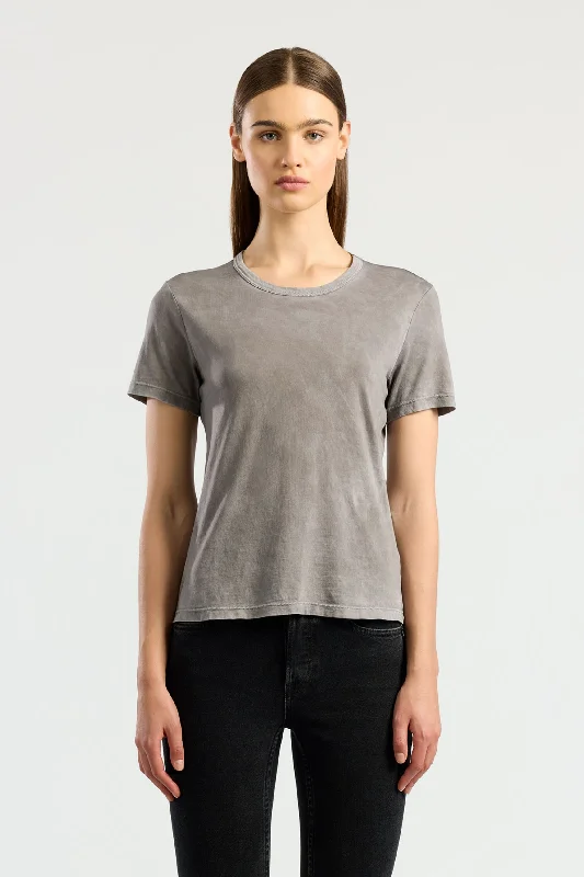 trendy split hem short sleeve top -Standard Tee