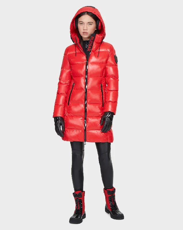 luxury designer winter coat for women -MILIA - 8121552 POPPY RED