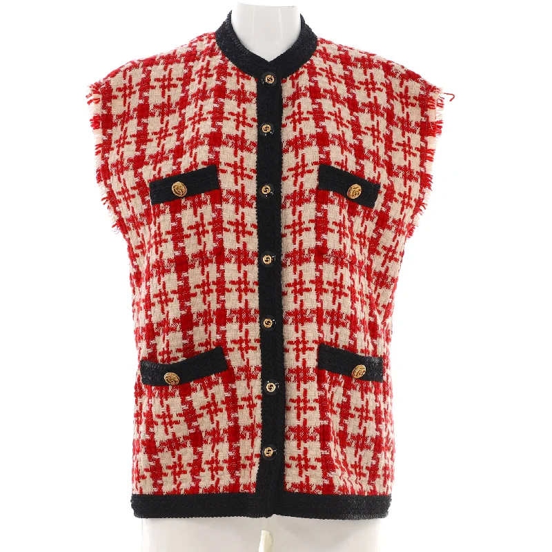 women's belted trench coat -Women's Houndstooth Button Up Jacket Tweed