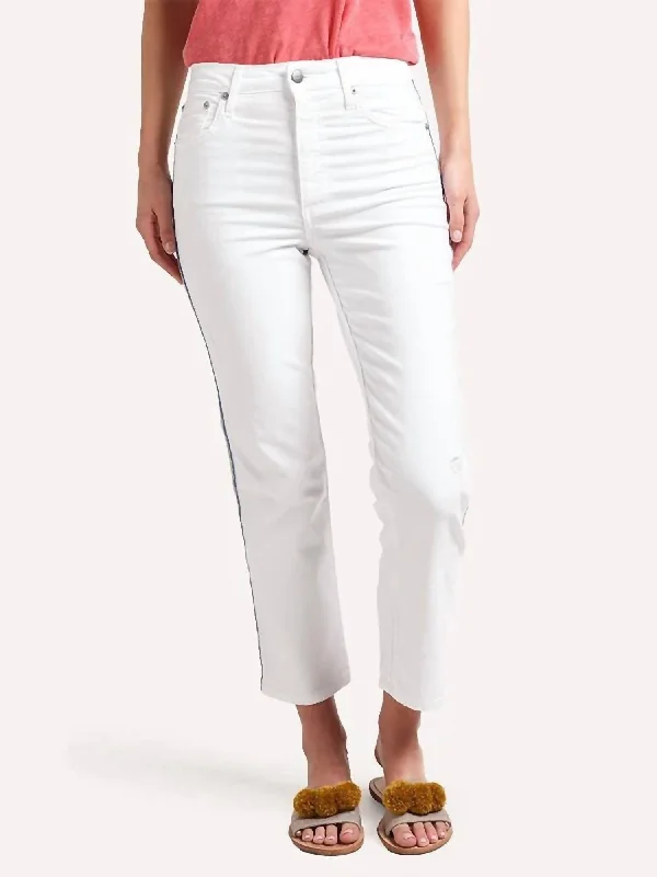 dark-wash tapered jeans for ladies -High Rise Relaxed Straight Leg Jean In White