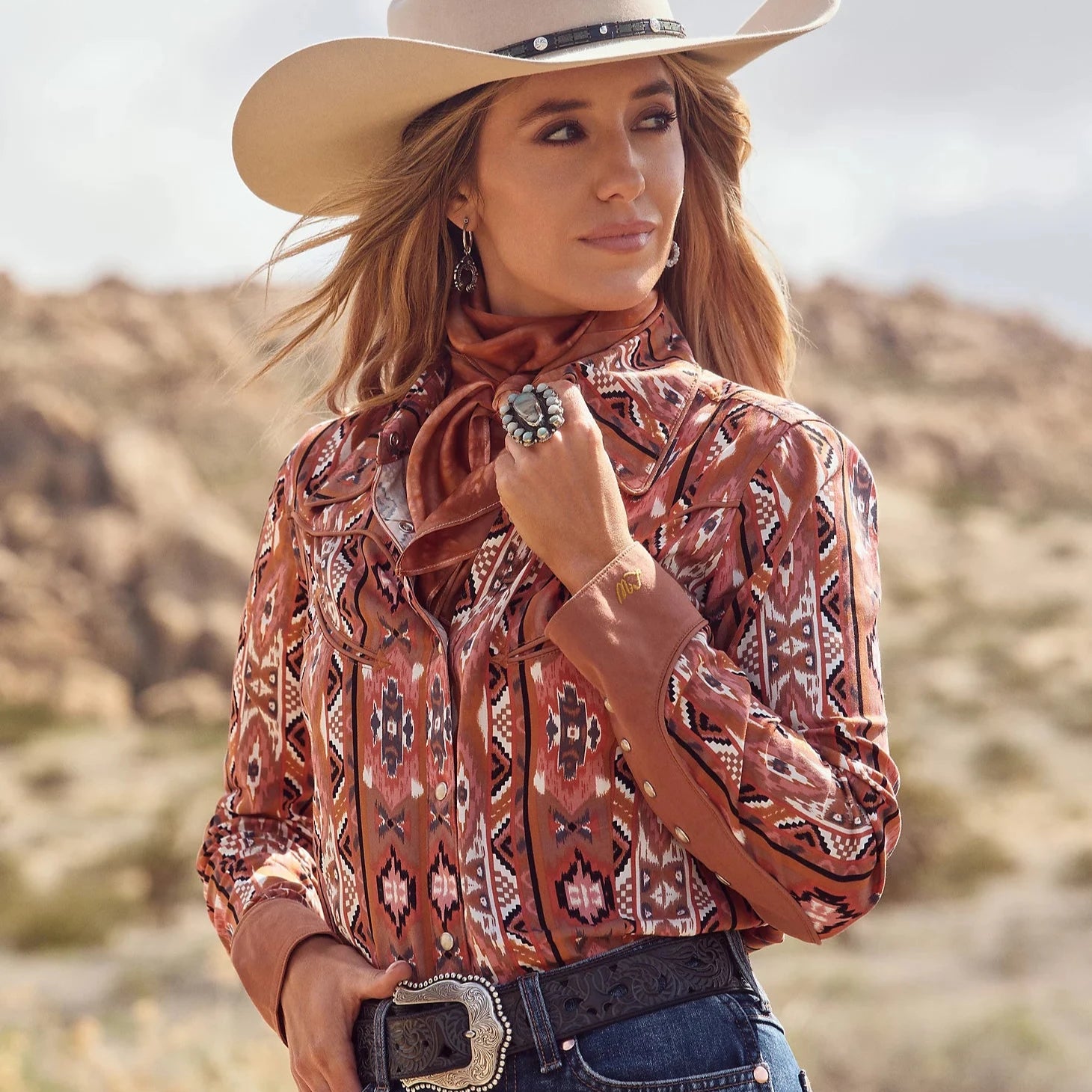 chic minimalist short sleeve t-shirt -Wrangler x Lainey Wilson Chestnut Checotah Western Snap Shirt in Brown Checotah