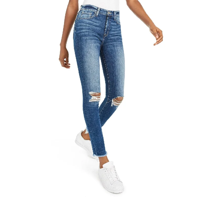 stylish asymmetrical jeans for women -Flying Monkey Women's Ripped Skinny Jeans Blue Size 26