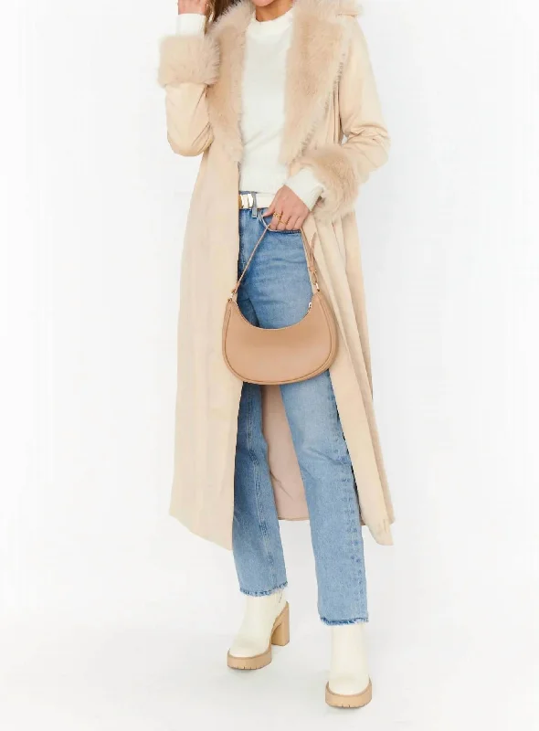 cropped faux leather jacket for women -Penny Lane Coat In Beige