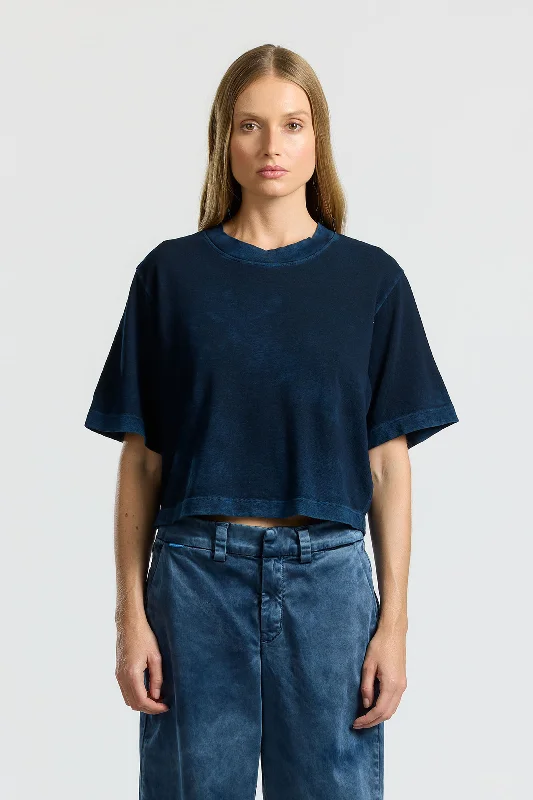 women's scoop neck short sleeve shirt -Tokyo Crop Tee