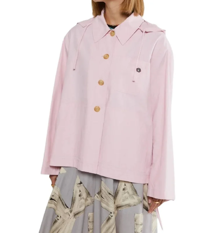 women's casual denim jacket -Short Raincoat In Pink