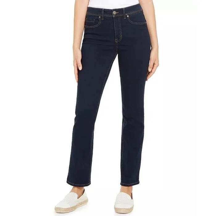 stylish high-rise cigarette jeans -Style & Co Women's Tummy-Control Straight-Leg Jeans Dark Blue Size 10