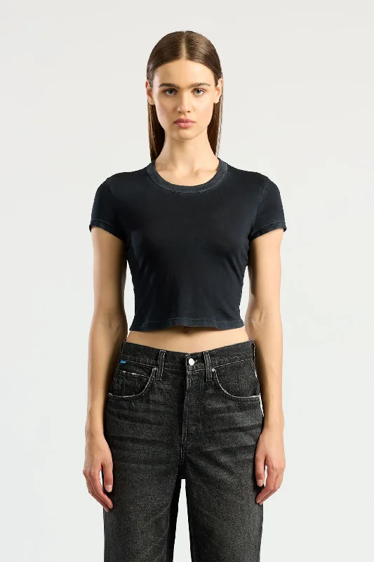 chic asymmetrical short sleeve top -Standard Baby Tee