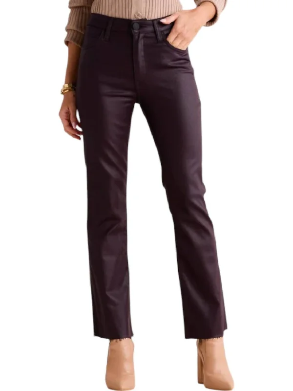 stylish asymmetrical jeans for women -Kelsey Coated Denim Jeans In Sangria