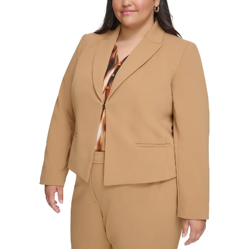 women's slim fit blazer -Calvin Klein Womens Plus Crepe Open-Front Blazer