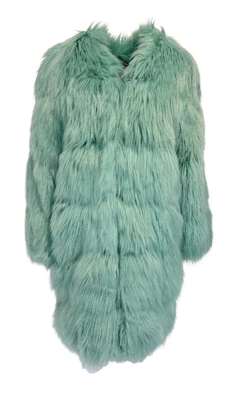 lightweight packable jacket for women -Faux Fur Coat in Mint Color