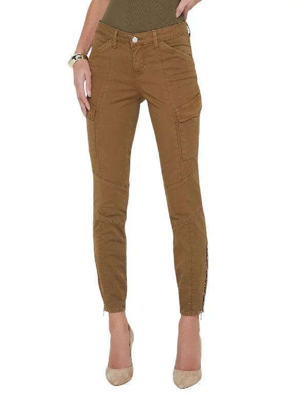 women's bootcut stretch denim -Patton Skinny Cargo Jean In Brown Olive