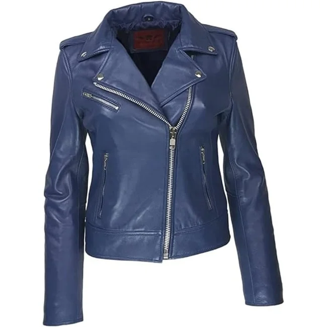 women's belted trench coat -Collectionb Women's Motorcycle Jacket Navy Size Xs