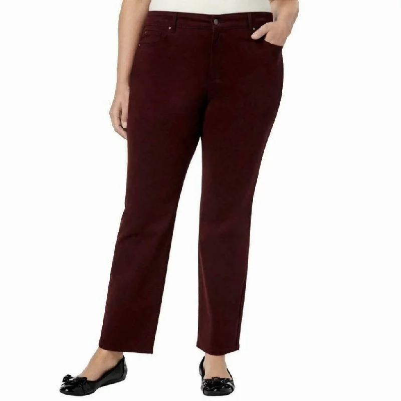 comfy mid-rise casual jeans for women -Charter Club Women's Lexington Straight Leg Jeans Mediun Red Size 16