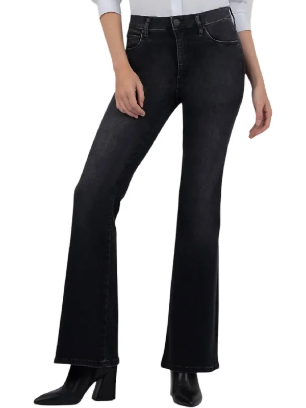 ripped mom fit jeans for ladies -Ana High Rise Flare Jeans In Washed Black Multiplicity