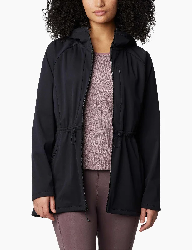 casual oversized shacket for women -Flora Park II Mid Softshell Jacket - Black