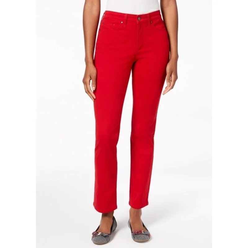 ultra-lightweight summer jeans for women -Charter Club Women's Lexington Straight-Leg Jeans Red Size 12