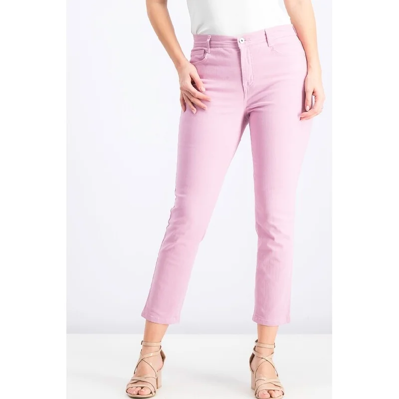 women's denim jogger pants -Style & Co Women's Petite Tummy-Control Slim-Leg Jeans Pink Size 10